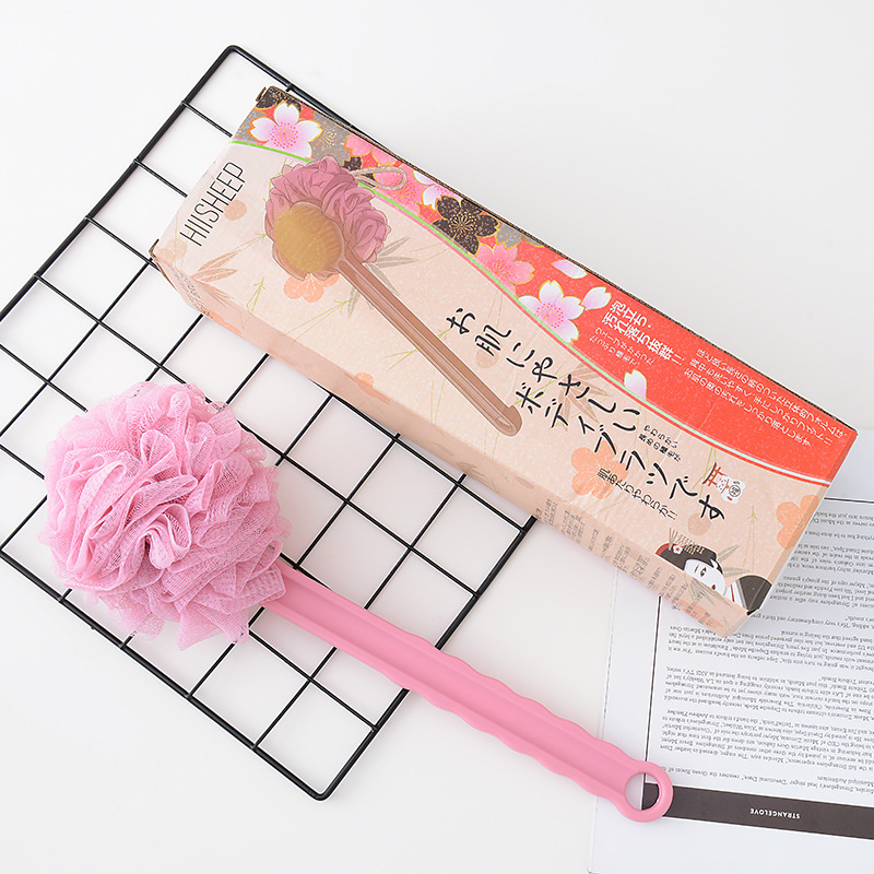 Nuevo estilo japonés mango largo de doble cara cepillo de baño Baño de nuevo masaje de espalda cepillo de baño de pelo suave cepillo de baño de espalda frotar cepillo al por mayor