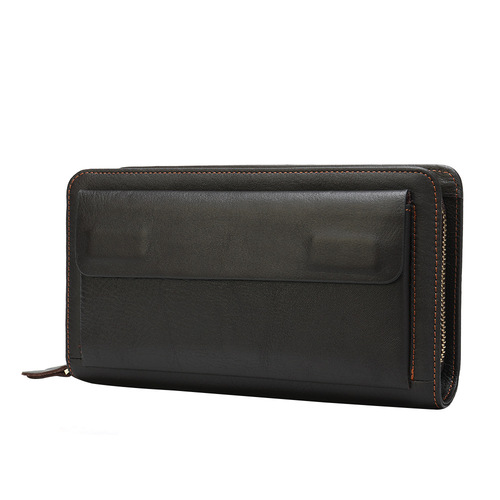 Marant Men's Handbag Genuine Leather Handbag Men's Long First Layer Cowhide Mobile Phone Bag Large Capacity Double Zipper Wallet