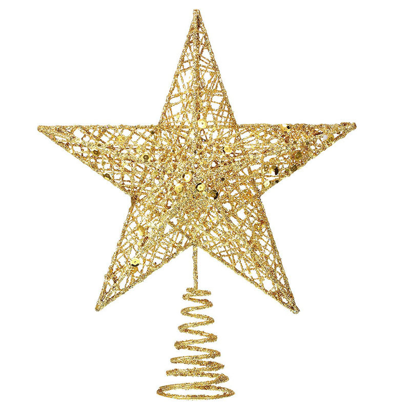 2025 クリスマスツリートップスターパウダーツリートップスター照明付き鉄五芒星クリスマスツリートップスターライト装飾|undefined