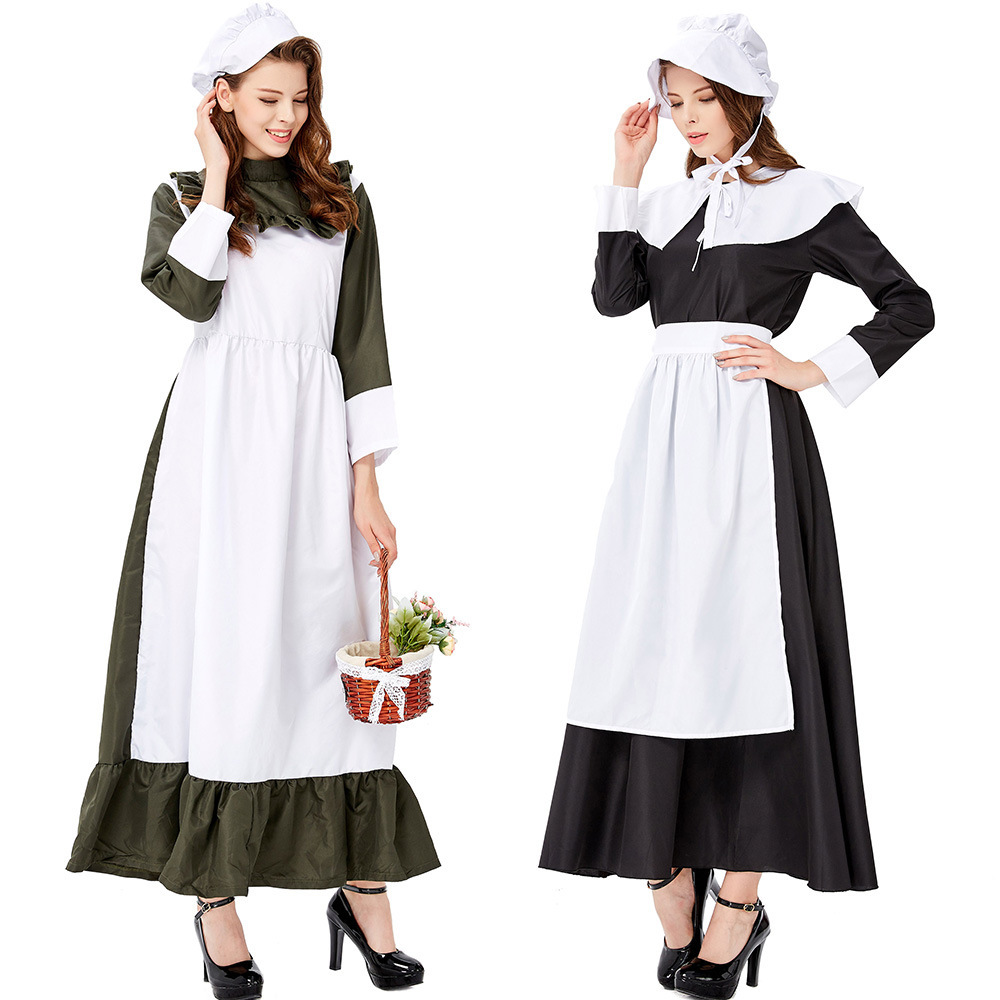 European and American Farm Ranch Life Costume Traditional Long Dress Children's Clothing Maid Maid Performance Clothes