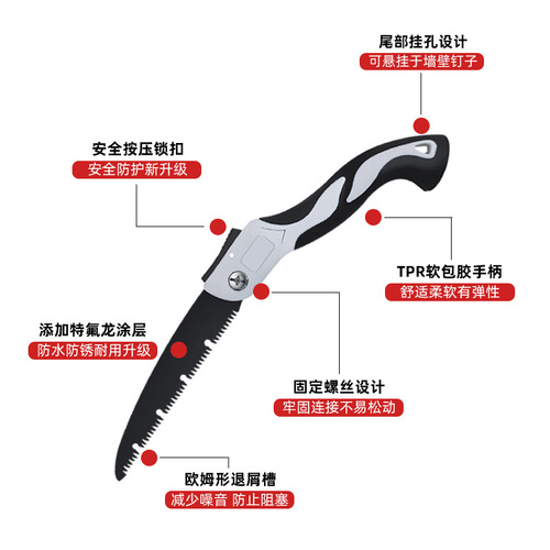 厂家直发 家用便携式快速木工折叠锯 园林修枝据手锯户外伐木工具