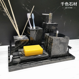 Marble Bathroom suit Black Wood Grain Series Model Room Bathroom Combination suit Hotel Club Bathroom suit