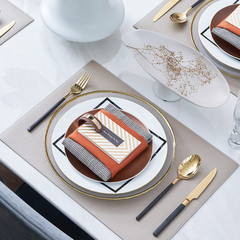 Cross-border Leather Texture Series Dinner Plate Creative Simple Model House Decoration Ceramic Plate Phnom Penh Light Luxurious Steak Western Food Plate