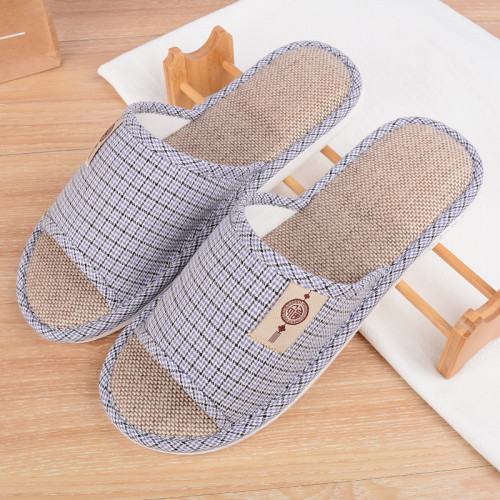 Men's Large Code Fabric Slippers for Spring and Autumn, Home Use, Couple's Indoor Floor Cotton Linen Slippers, Four Seasons Linen Slippers for Men