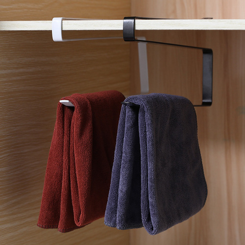 Multifunctional punch-free cabinet roll paper rack creative cling film wrought iron shelf self-adhesive traceless wall-mounted storage rack