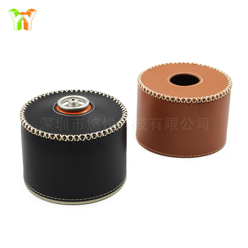 A generation of outdoor wild camping Alpine gas tank leather case explosion-proof flat gas tank protective cover leather gas tank case
