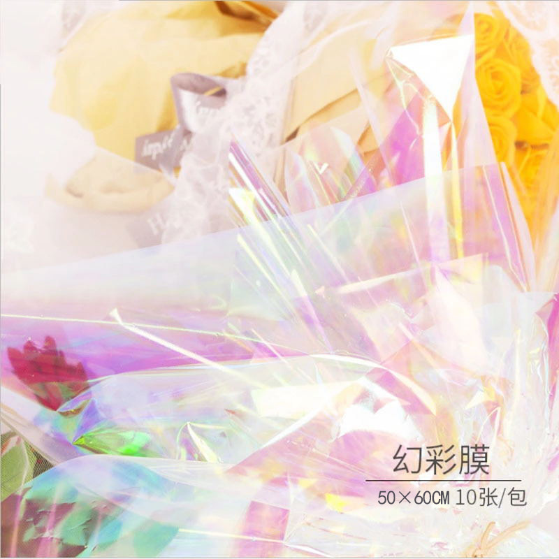 Christmas Safety Fruit Packaging Paper 1.8 Silk Symphony Película láser Película de vidrio Flores Material de bricolaje Paquete colorido Piruleta