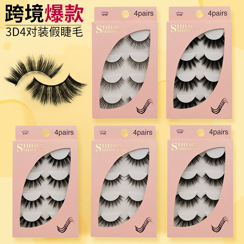 Плотные л lashes Шиди Шоппин, 3D вид лисы, 4 пары, естественные и драматичные стили