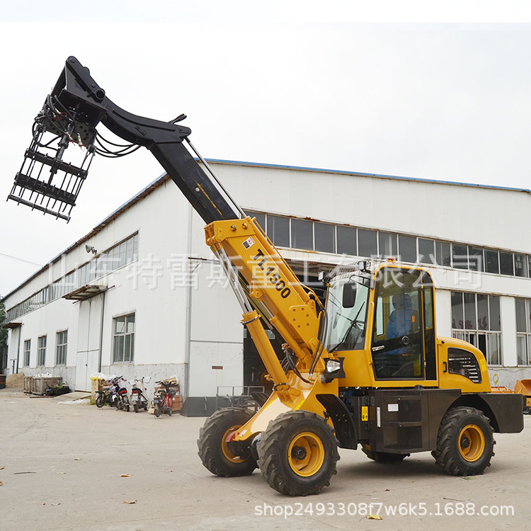可小型装载机 工程机械车伸缩臂轮式装载机 加长臂自动伸缩