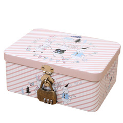 English-style small tin storage box, kindergarten gift box, iron desk with lock organization and decoration box