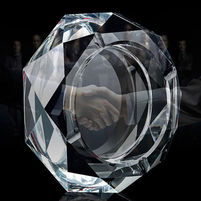 创意透明水晶烟灰缸免费刻字水晶烟缸LOGO制作广告礼品|ru