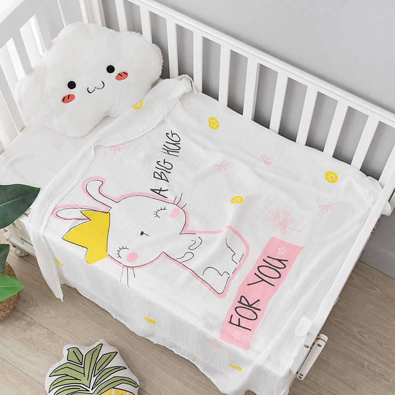 Toalla de baño para bebés fibra de bambú gasa de doble capa edredón recién nacido jardín de infantes Toalla de impresión manta edredón para bebés