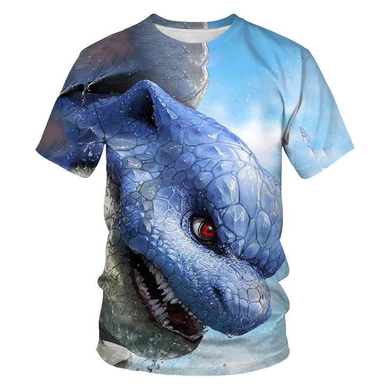 European and American trend men's T-shirt short sleeve cartoon animation 3D digital printing men's bottoming shirt factory direct