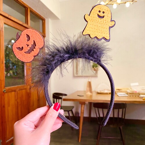 Cross-border hot sale Halloween hair hoops masquerade party performance props pumpkin headdress ghost festival