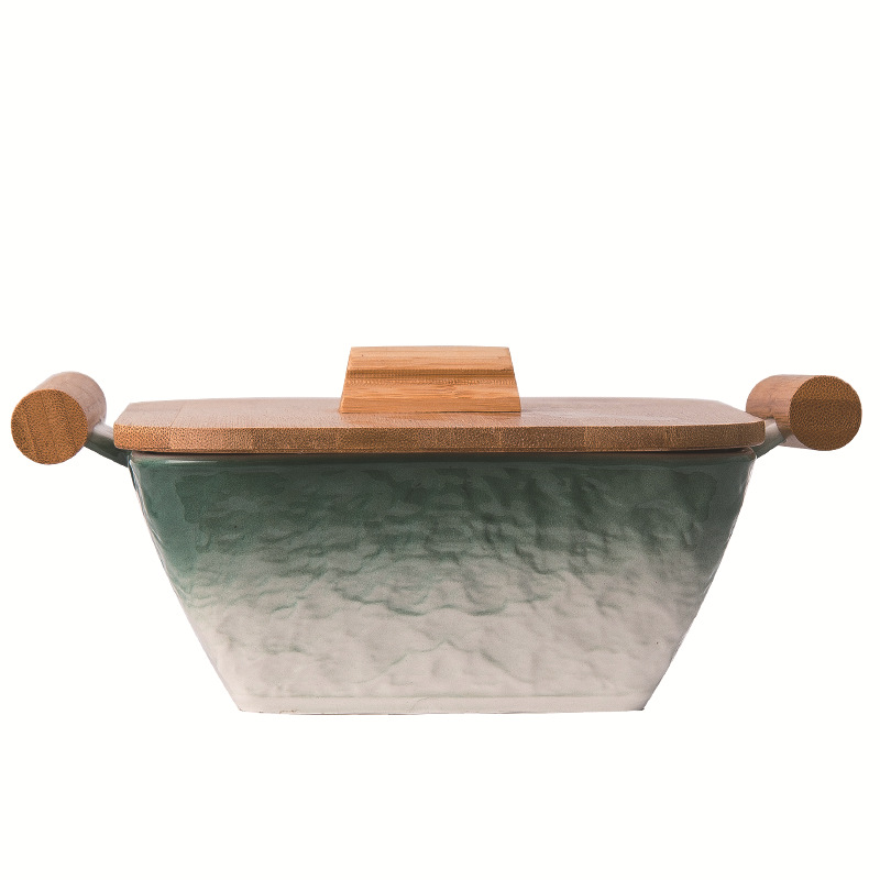 Nordic ins estilo tazón de cerámica Hogar personalizado tazón de sopa tazón de fideos instantáneos tazón de ensalada de frutas binaural creativo con tapa vajilla