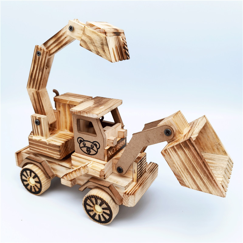 Factory direct wooden excavator model large bulldozer ornaments children's toys scenic spot stall wholesale Factory direct wooden excavator model large bulldozer ornaments children's toys scenic spot stall wholesale