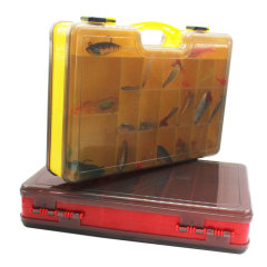 C-model portable dual-sided lure box with twenty slots, hard bait box, fishing ABS material three-color storage box