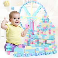 Cross-border children's large particle macaron educational brain-teasing creative building blocks toy storage gift