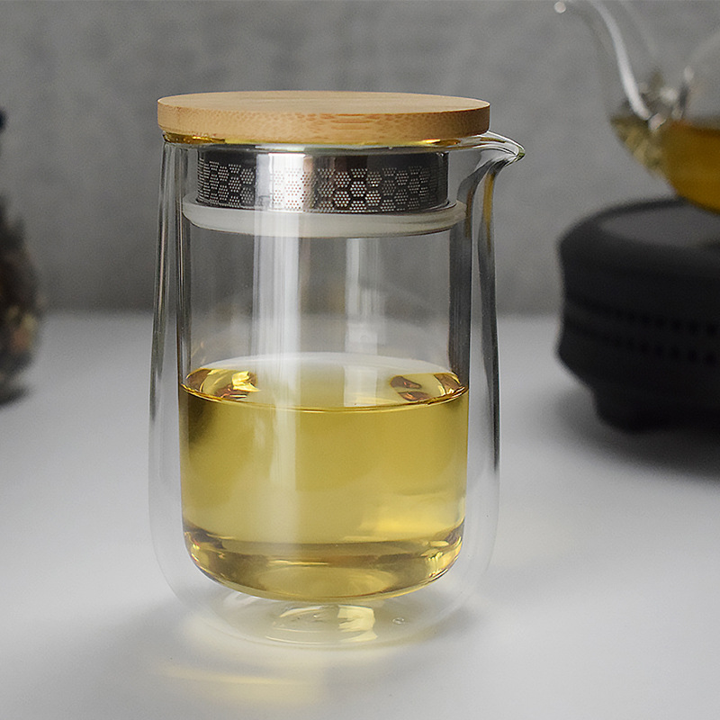 创意双层玻璃手抓壶泡茶公道杯家用便携茶水分离杯子批发茶壶制品