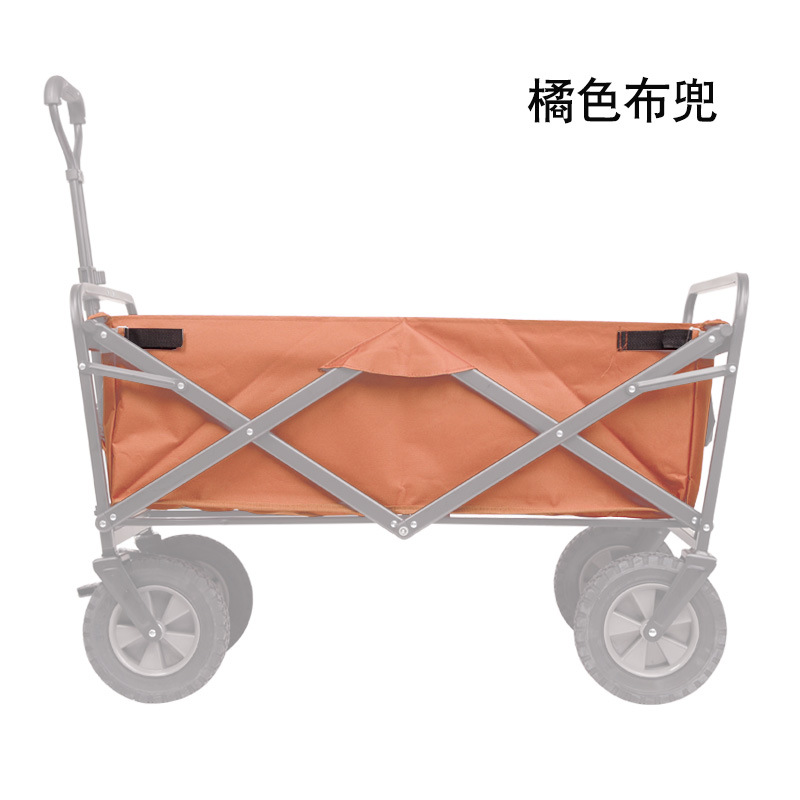 Portable outdoor carrying goods small hand push rod drag camping shopping cart four-wheel folding cloth bag spot wholesale