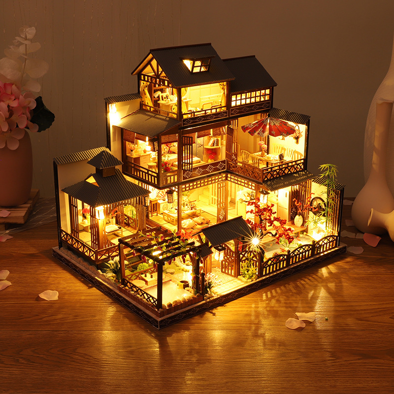 Jiate P006 Yaquan Dongting DIY Cabin Japanese Antique Architectural Model Hand-Assembled Large House