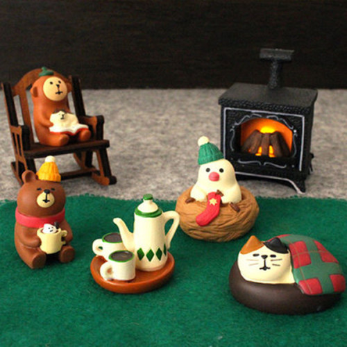 Japanese groceries Zakka tea shop Sanhua cat monkey coffee shop table decorations miniature scene small decorations