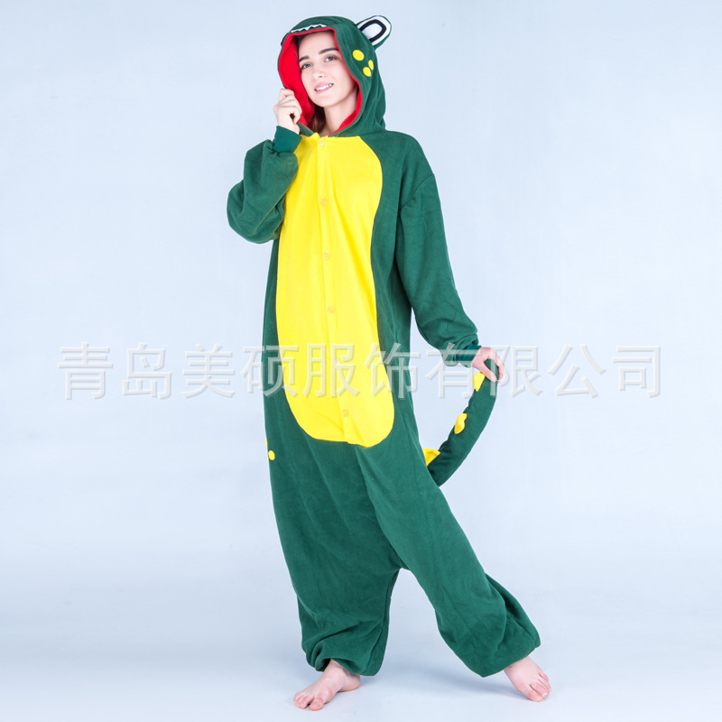 Performance Crocodile Fleece Cartoon Animal Onesie Pajamas for Men and Women, Autumn and Winter Wholesale Clothing, Performance Wear, Home Wear