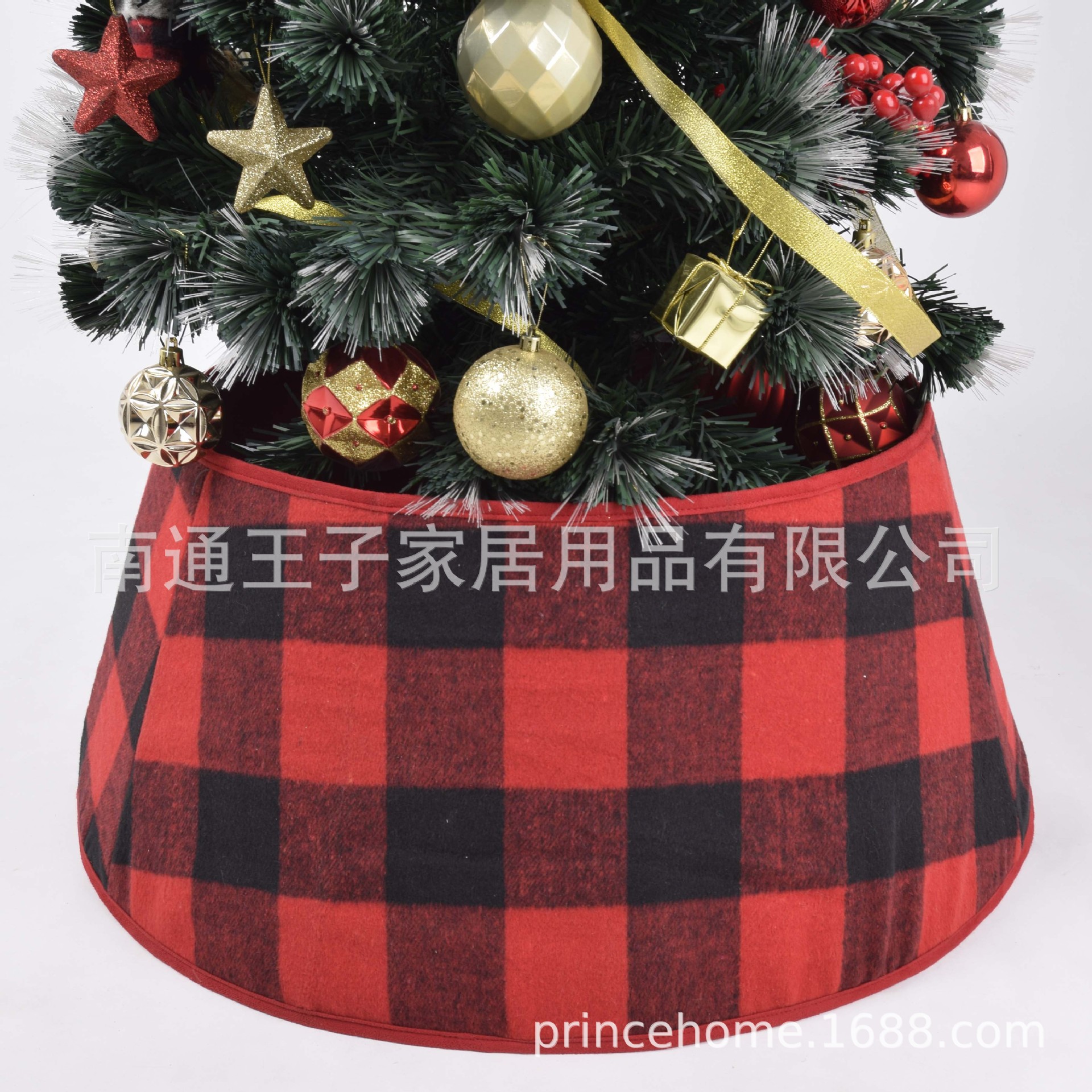 Solando Solid Red Black Plaid Black and White Plaid Foldable Christmas Holiday Fence Decorative Tree Dress