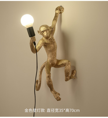 Lámpara de Mono Transfronteriza, Lámpara de Cuerda de Cáñamo, Lámpara para Tienda de Ropa, Lámpara de Resina de Animales de Estilo Industrial Retro con Cuerda de Cáñamo, Lámpara Colgante Nórdica, Lámpara de Mesa