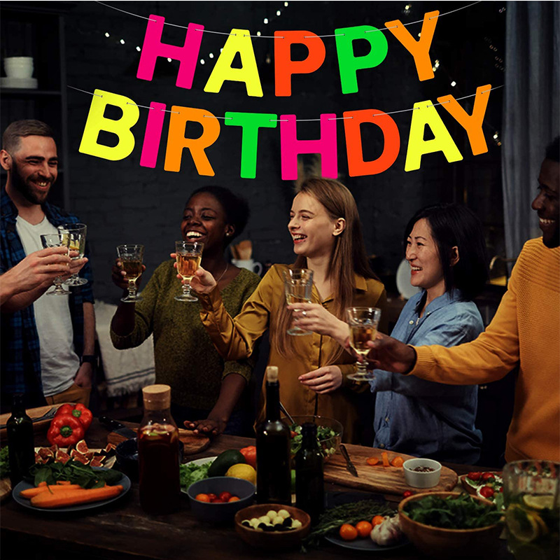 형광 생일 깃발