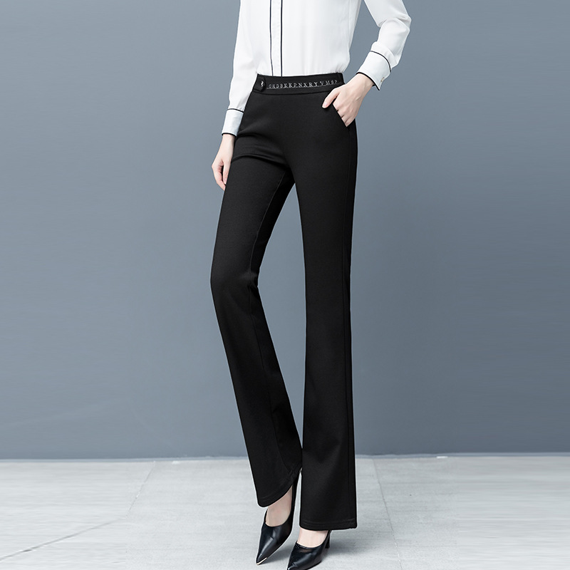 Women's High Waist Casual Pants for Autumn and Winter Women's Pants Slimming Black Large Size Women's Pants for Middle-aged and Elderly Flared Pants