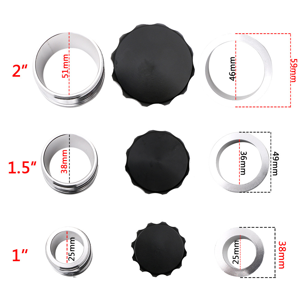 Accesorios para automóviles transfronterizos HJG01 negro plata modificado cubierta del tanque de combustible 1 pulgadas y 1,5 aleación de aluminio cubierta del tanque de soldadura