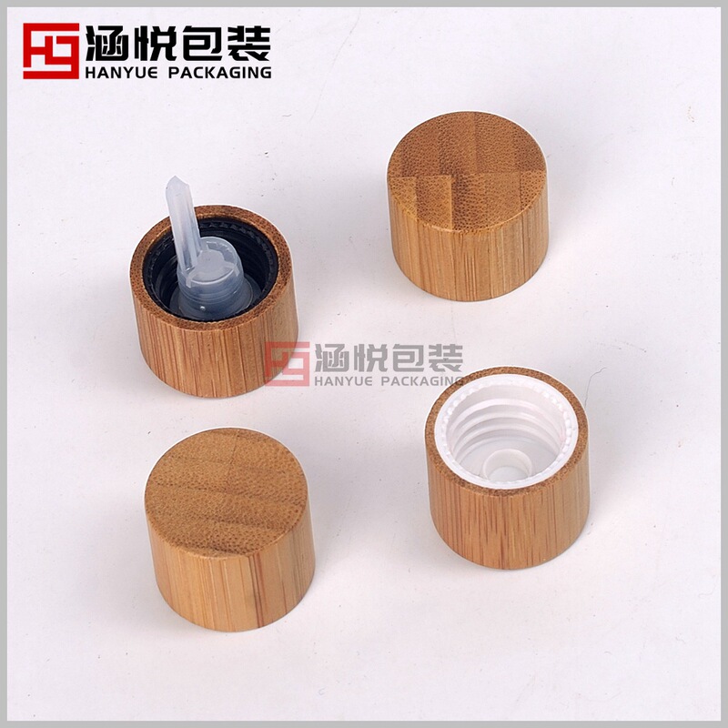 18/410 Bamboo Wooden Oil Bottle Screw Cap Drop Plug 18 Teeth Bamboo Plastic Screw Cap Bamboo Wood Grain Cap
