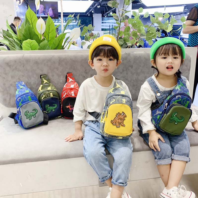 Al por mayor nuevo bolso de la cintura de los niños niño dinosaurio crossbody pequeño bolso moda niños pecho bolsa monedero bebé pequeña bolsa
