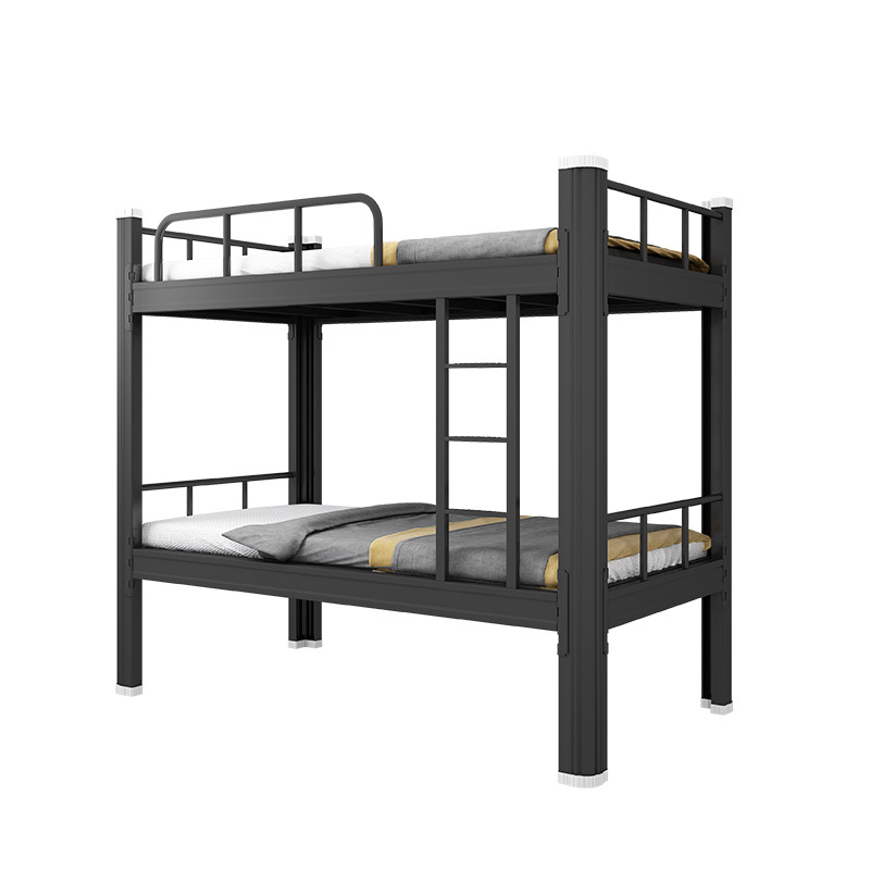 Cama de hierro de doble capa simple cama superior e inferior cama de dormitorio personal Estudiante cama alta y baja sitio de construcción cama de hierro cama superior e inferior estante de cama