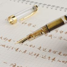 中国风细尖金粉钢笔 学生专用透明钢笔笔杆灌墨练字书法刻字钢笔