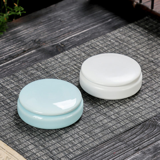 Ancient rouge box lipstick jar ceramic print clay box mini tea sub-packaging cans small flat round storage cans wholesale