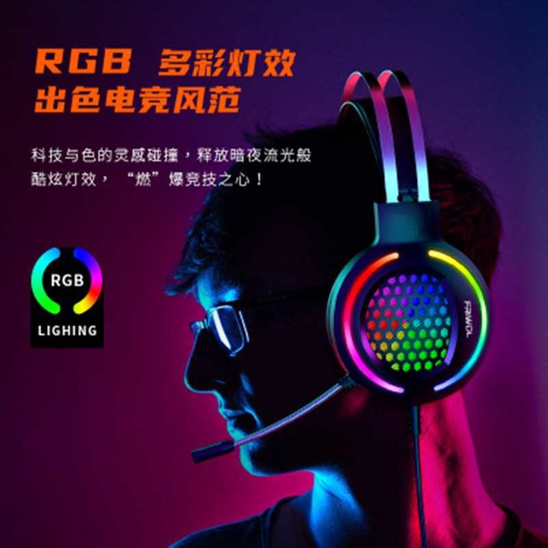  Auriculares gaming H500 con iluminación RGB 7.1, USB con micrófono, diadema para PC