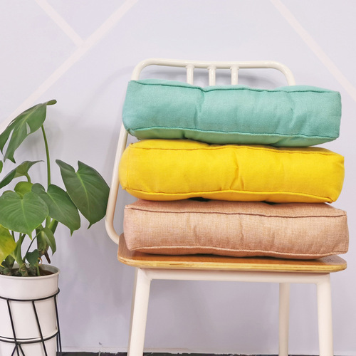 Custom factory-made 3D thick linen-like seat cushion for compressed shipping, flame-retardant floor mat, candy-colored high-elastic chair cushion