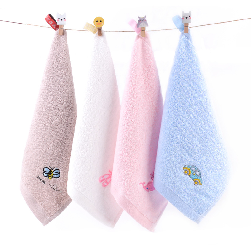 Cartoon Kindergarten Pure Cotton Small Square Towel Baby Face Towel Hand Towel Soft Absorbent Manufacturer Wholesale Square Shape
