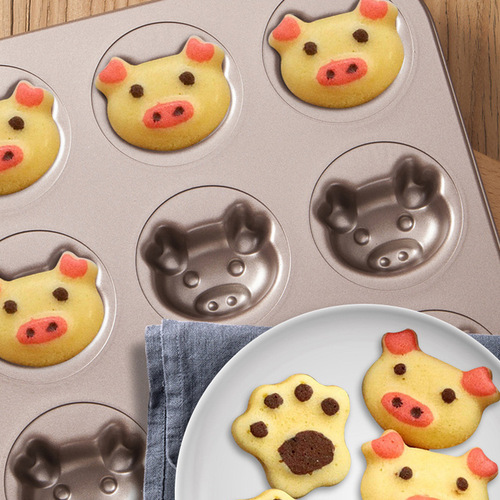 Baking mold 9-in-a-row cookie mold, half-round cartoon rabbit and panda paw cake mold, donut mold
