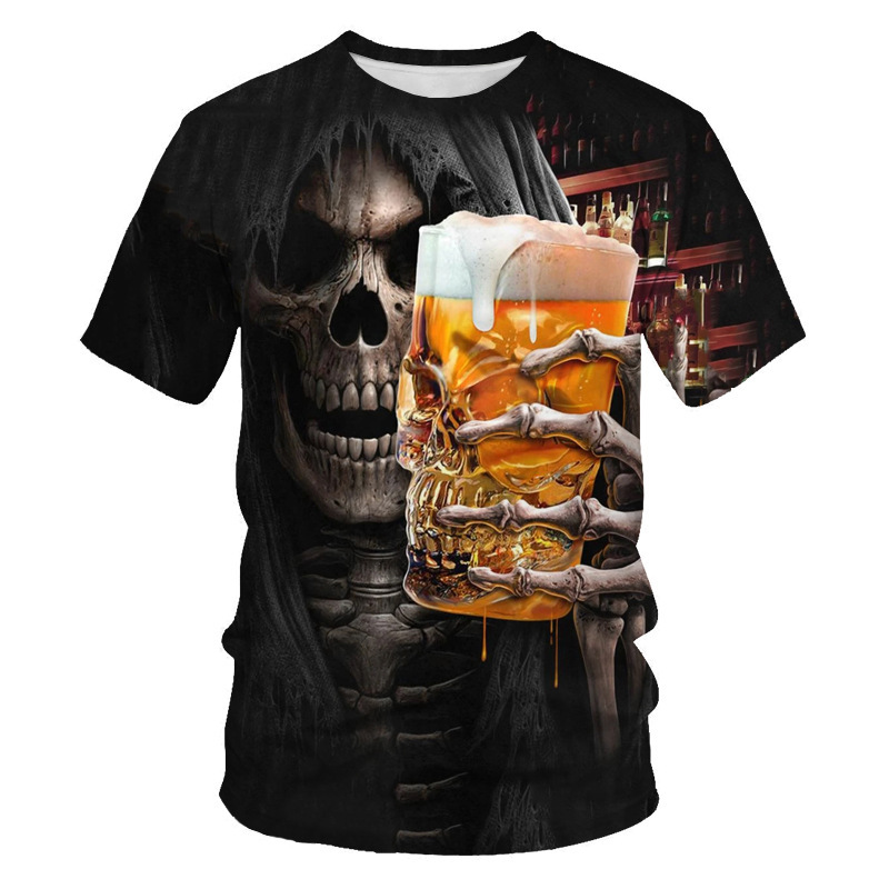 Summer new fashion skeleton men's T-shirt 3D digital printing short sleeve Factory Direct