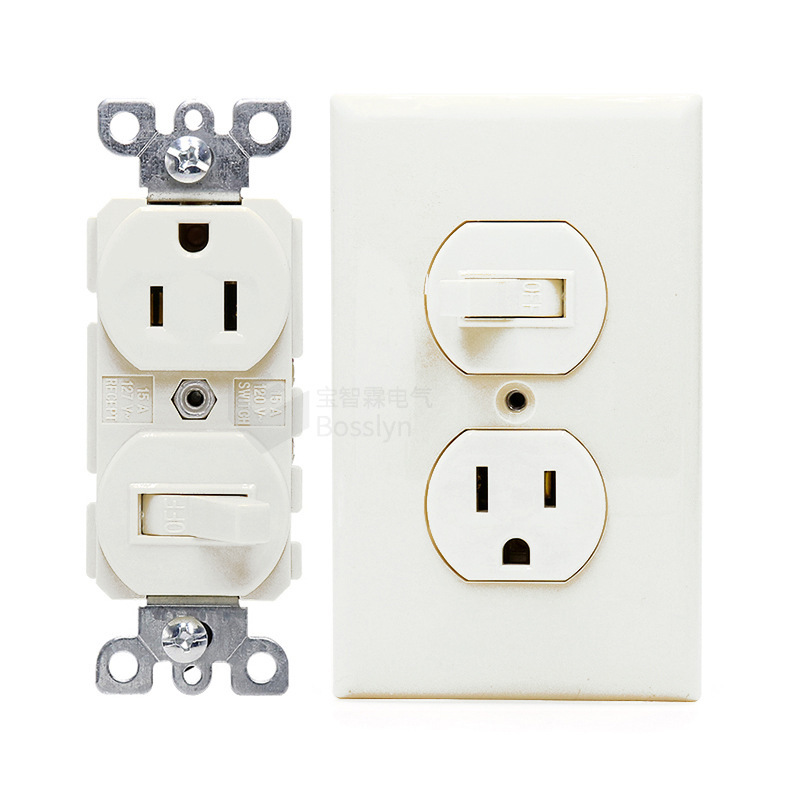 批发美式双联墙壁插座 南美波动开关电源插座 120型酒店浴室插座