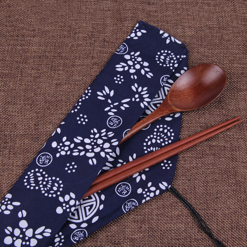 Creativo palillos de madera cuchara traje estilo japonés viaje de almacenamiento palillos cuchara viaje de negocios vajilla logotipo al por mayor