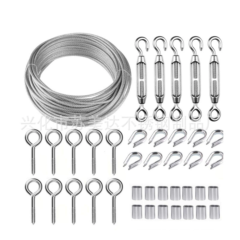Нержавеющая сталь садовая проволока аксессуары ПВХ кабель трос сердце кольцо веревка натяжитель комплект