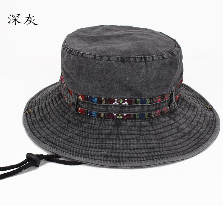 Primavera y verano de los hombres de ala grande sombrero de pescador color sólido casual algodón sombrero de viaje sombrero de Montañismo al aire libre sombrero para el sol de los hombres