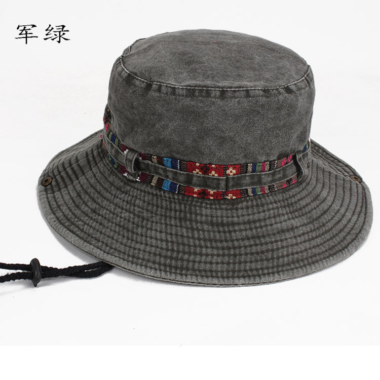 Primavera y verano de los hombres de ala grande sombrero de pescador color sólido casual algodón sombrero de viaje sombrero de Montañismo al aire libre sombrero para el sol de los hombres