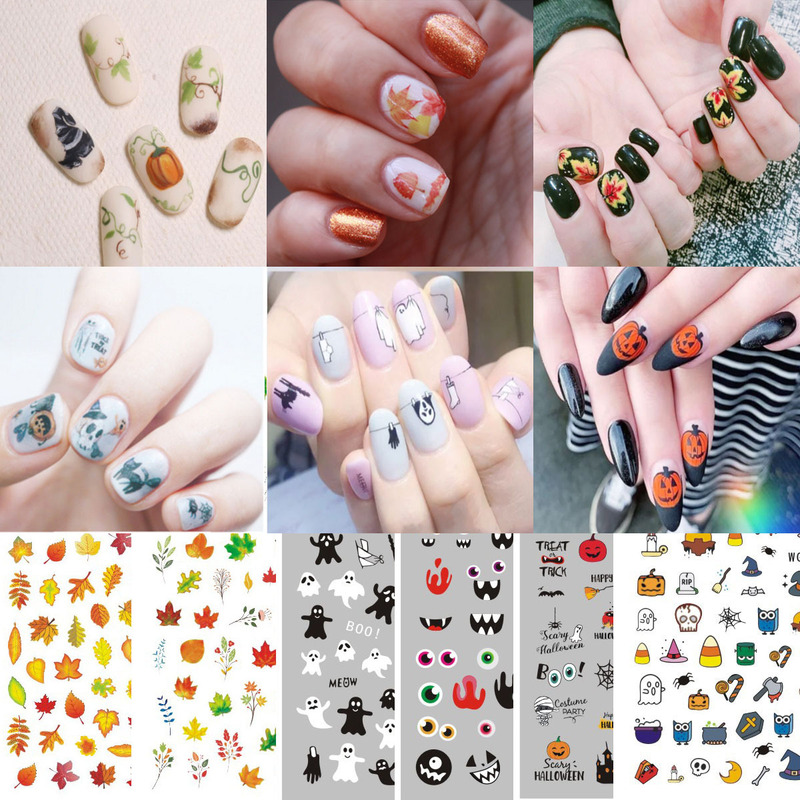Thanksgiving Halloween Nail Stickers Cross-Border E-Commerce Manicure Wan Maple Leaf Halloween Nail Stickers Wg346-360 Thanksgiving Halloween Nail Stickers Cross-Border E-Commerce Manicure Wan Maple Leaf Halloween Nail Stickers Wg346-360