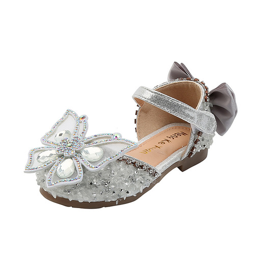 Summer New Korean Style Rhinestone Soft Sole Girls Sandals Princess Shoes Children's Shoes Spring Style Girls Leather Shoes Trendy