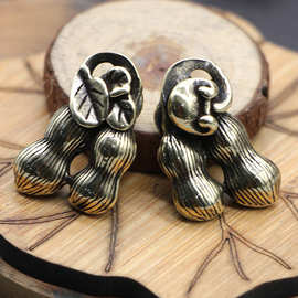 创意仿真黄铜花生一夜生财钥匙扣吊坠礼物摆摊挂件小物件工艺品